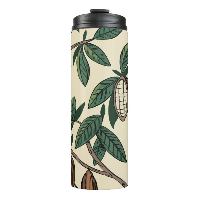 Cocoa plant seamless pattern. Cacao bean. Vintage  Thermosbecher (Vorderseite)