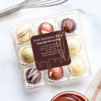 Cocoa Pod Chocolatier Schokoladenverpackungslabels Quadratischer Aufkleber