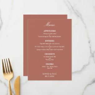 Cocoa Sienna Wedding Menü Menükarte