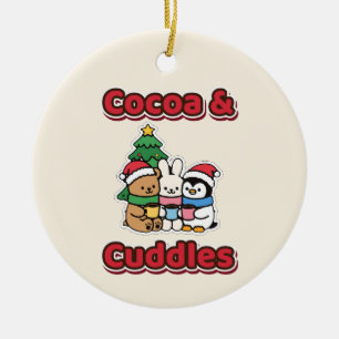 Cocoa und Cuddles Weihnachtsbär-Hase-Pinguin Keramik Ornament