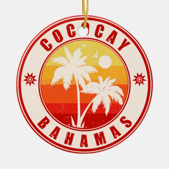 CocoCay Bahamas Islands Retro Palm Tree Souvenirs Keramik Ornament (Vorne)