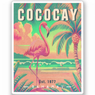 CocoCay Bahamas Retro Flamingo Souvenir 1950s Aufkleber