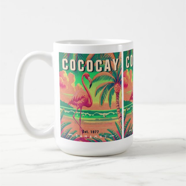 CocoCay Bahamas Retro Flamingo Souvenir 1950s Kaffeetasse (Links)