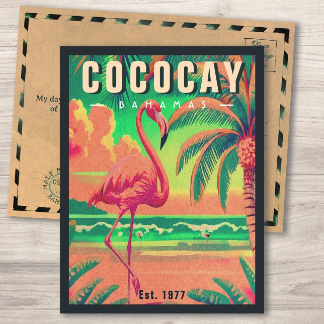 CocoCay Bahamas Retro Flamingo Souvenir 1950s Postkarte (Von Creator hochgeladen)