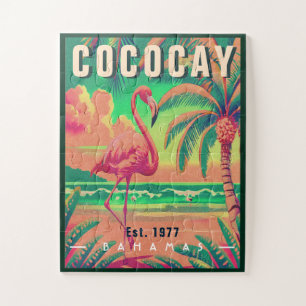 CocoCay Bahamas Retro Flamingo Souvenir 1950s Puzzle