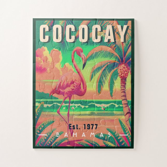 CocoCay Bahamas Retro Flamingo Souvenir 1950s Puzzle (Vertikal)