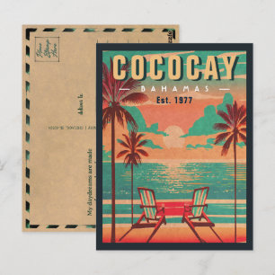 CocoCay Bahamas Retro Sunset Souvenir 1950s Postkarte