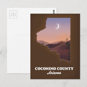 Coconino Landkreis Arizona Karte. Postkarte