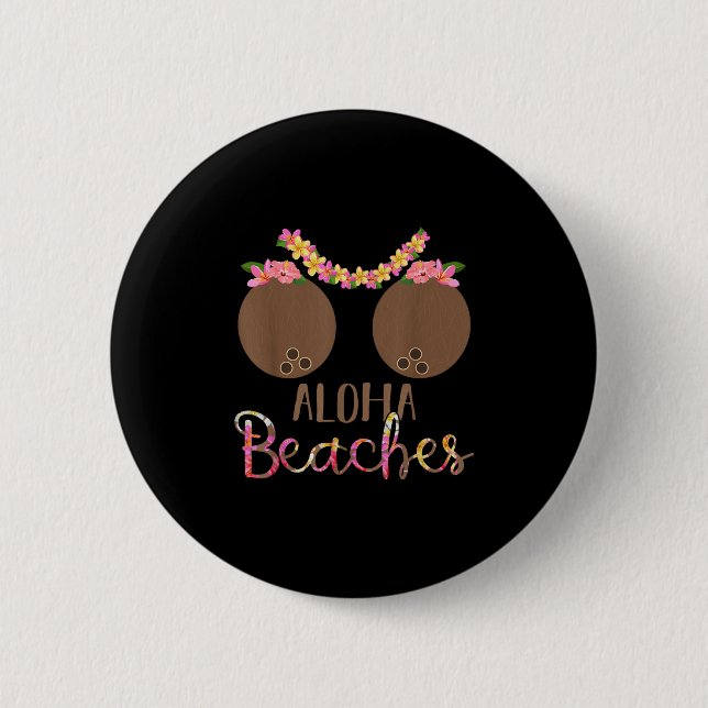 Coconut Bra Blume S Hawaii Aloha Strände Funny Button (Vorderseite)