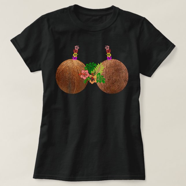 Coconut Bra Hawaii Luau Kostüm Funny T-Shirt (Design vorne)