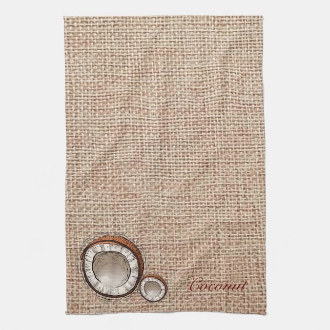 Coconut Burlap print Küchenhandtücher Geschirrtuch (Vertikal)