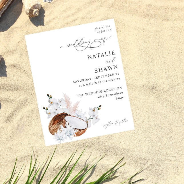 Coconut Coral & White Floral Wedding Budget Flyer (Von Creator hochgeladen)