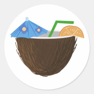 Coconut Drink Runder Aufkleber