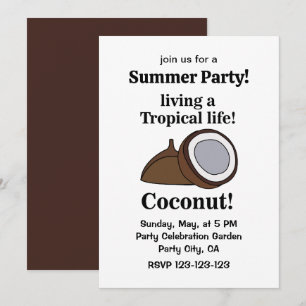 Coconut Fruit Tropical Summer Party Einladung