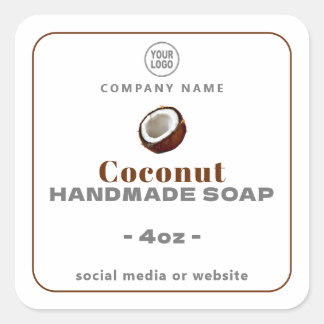 Coconut Handmade Soap Square Aufkleber