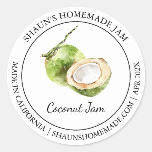Coconut Jam Modern Label Runder Aufkleber