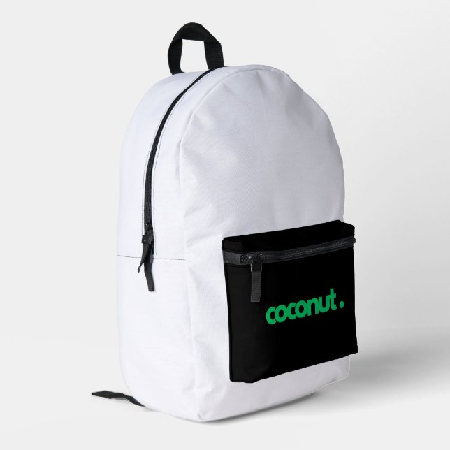 Coconut Moderne Typografie Bedruckter Rucksack (Rückseitige Ecke links)