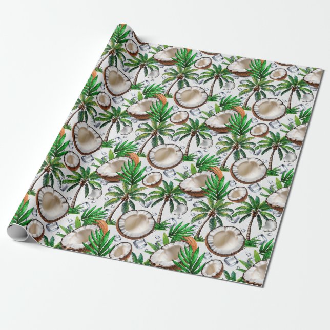 Coconut Palm Tree tropisches Muster Geschenkpapier (Ungerollt)