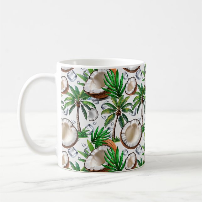 Coconut Palm Tree tropisches Muster Kaffeetasse (Links)