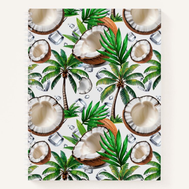Coconut Palm Tree tropisches Muster Notizbuch (Vorderseite)