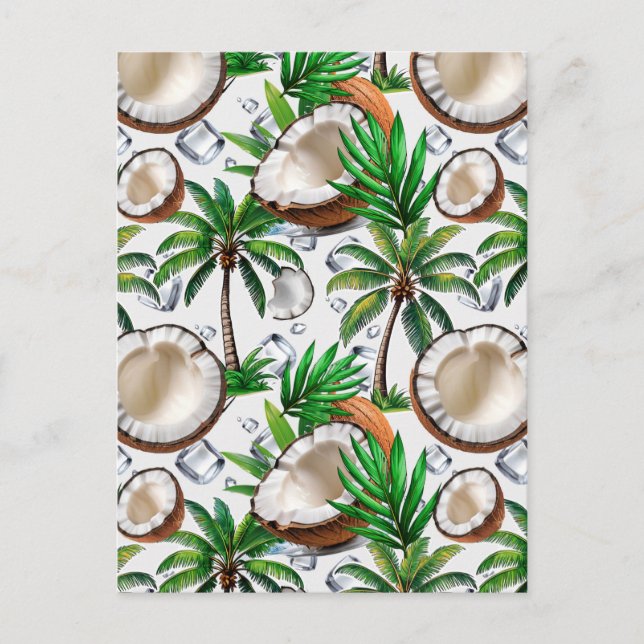 Coconut Palm Tree tropisches Muster Postkarte (Vorderseite)