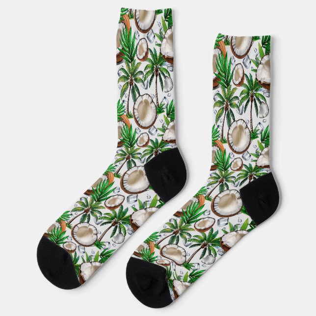 Coconut Palm Tree tropisches Muster Socken (Linkes Detail)