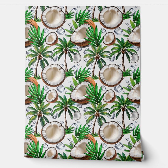 Coconut Palm Tree tropisches Muster Tapete (Abrollen)
