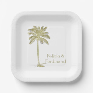 Coconut-Palme im Vintage-Look Pappteller