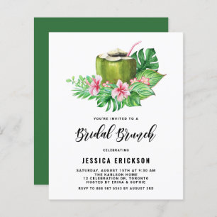 Coconut Sommer Bridal Brunch Einladung Wasserfarbe