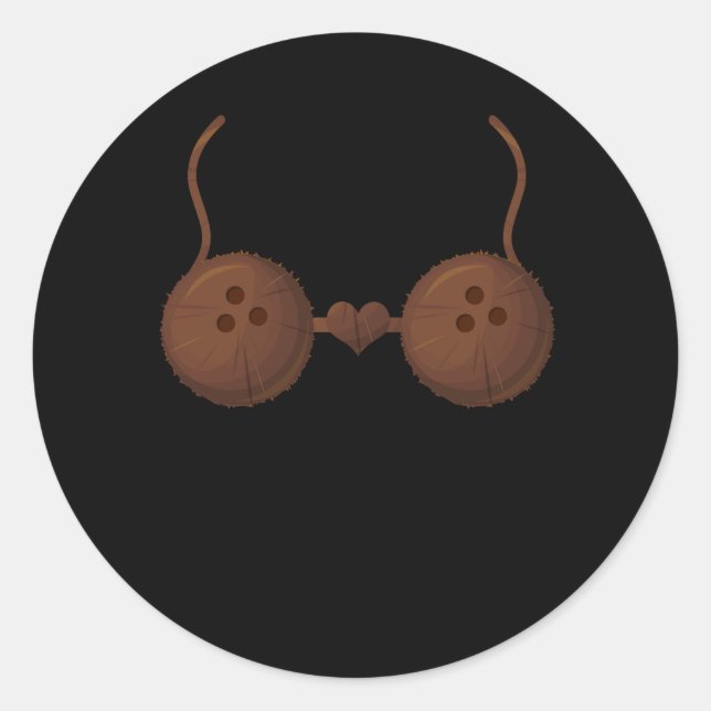 Coconut Sommerferien Kokosnüsse Bra Halloween Cos Runder Aufkleber (Vorderseite)