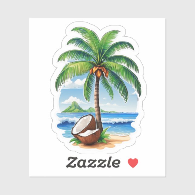 Coconut Tree Tropical Island Aufkleber (Blatt)