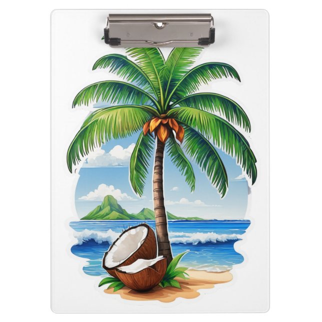 Coconut Tree Tropical Island Klemmbrett (Vorderseite)