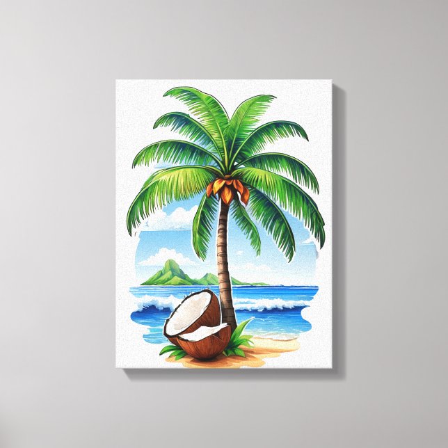 Coconut Tree Tropical Island Leinwanddruck (Vorderseite)