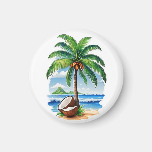 Coconut Tree Tropical Island Magnet (Vorne)