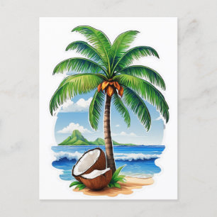 Coconut Tree Tropical Island Postkarte