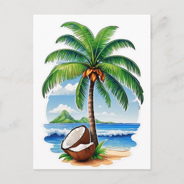 Coconut Tree Tropical Island Postkarte (Vorderseite)