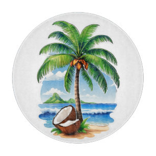 Coconut Tree Tropical Island Schneidebrett