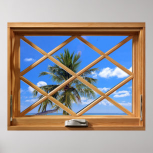 Coconut Tree Tropisches Fake, Imitate FensterIllus Poster