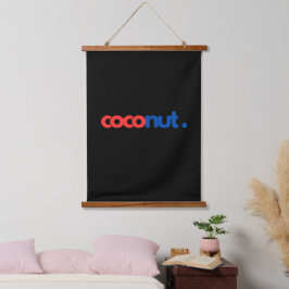 Coconut Typografie Wandteppich Mit Holzrahmen