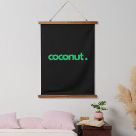 Coconut Typografie Wandteppich Mit Holzrahmen