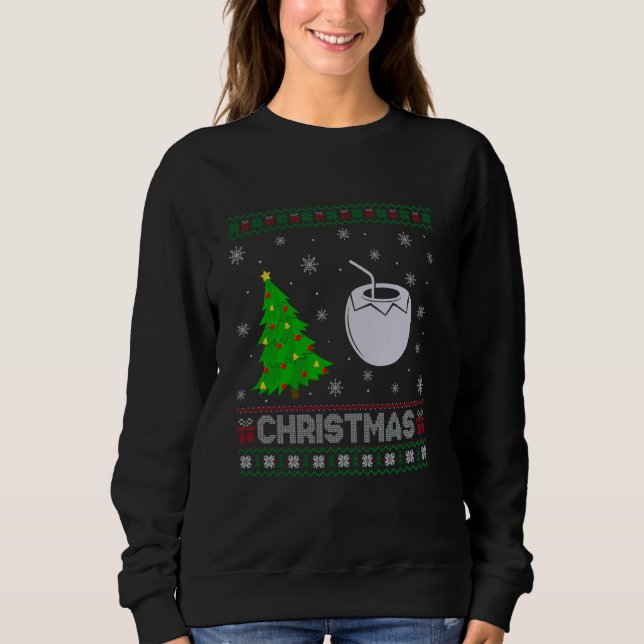Coconut Xmas Tree Lighting Ugly Weihnachts-Sweater Sweatshirt (Vorderseite)