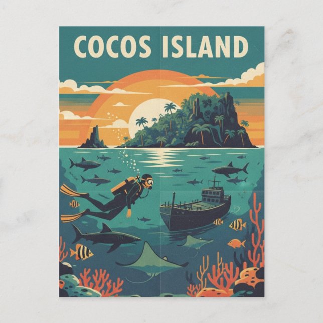 Cocos Island Scuba Diver Postkarte (Vorderseite)