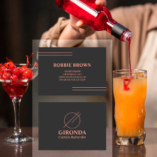 Coctail Barkeeper Black Pink Simple Typografy Visitenkarte