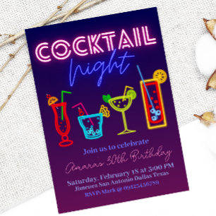 Coctail Night - Neon Drink Einladung