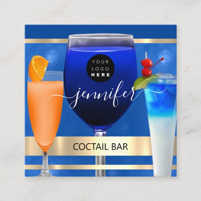 Coctail Pub Weinrestaurant Berufliches Logo Quadratische Visitenkarte (Vorderseite)