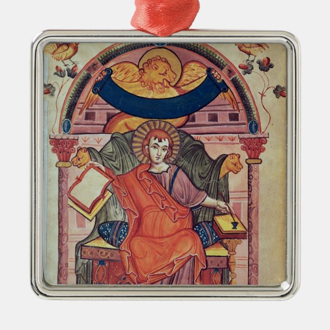 Cod.22 St Mark, vom Ada-Manuskript Silbernes Ornament (Vorne)