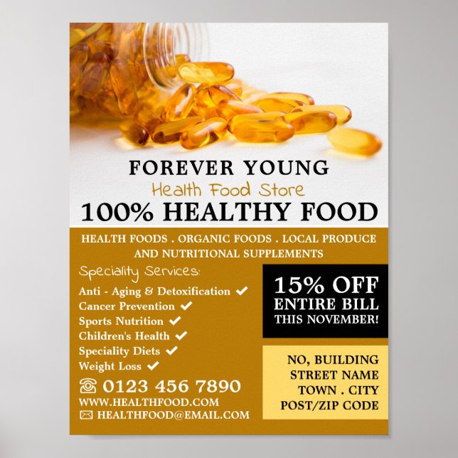 Cod Liver Oil, Health Food Store Advertising Poster (Vorne)