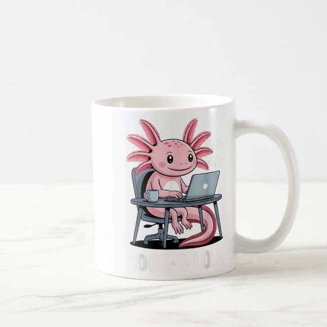 Code-alotl Funny Axolotl T-Shirt für Programmierer Kaffeetasse (Rechts)