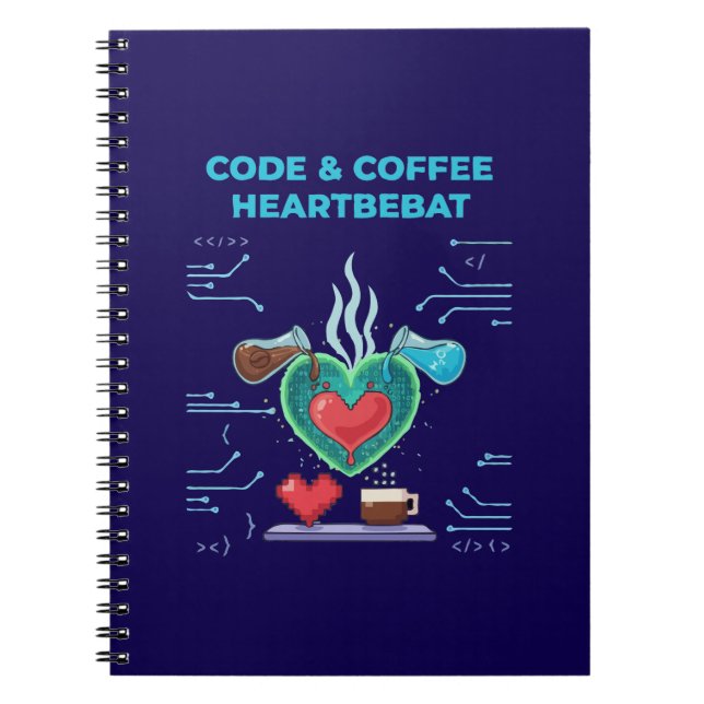 Code & Coffee Herzschlag | Lustiger Geek-Programmi Notizblock (Vorderseite)