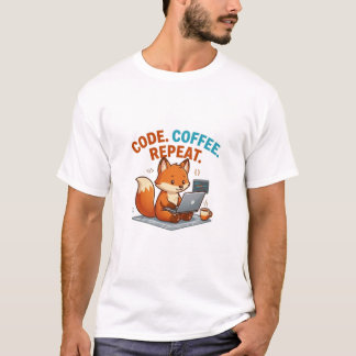 Code Coffee Repeat T-Shirt | Süßer Fuchs Programmi